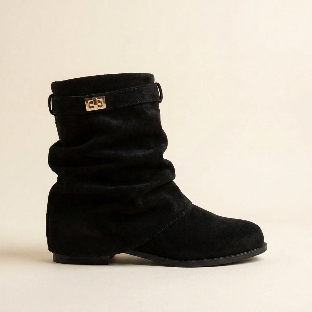 Cecilia Slouchy Suede Boots - Black