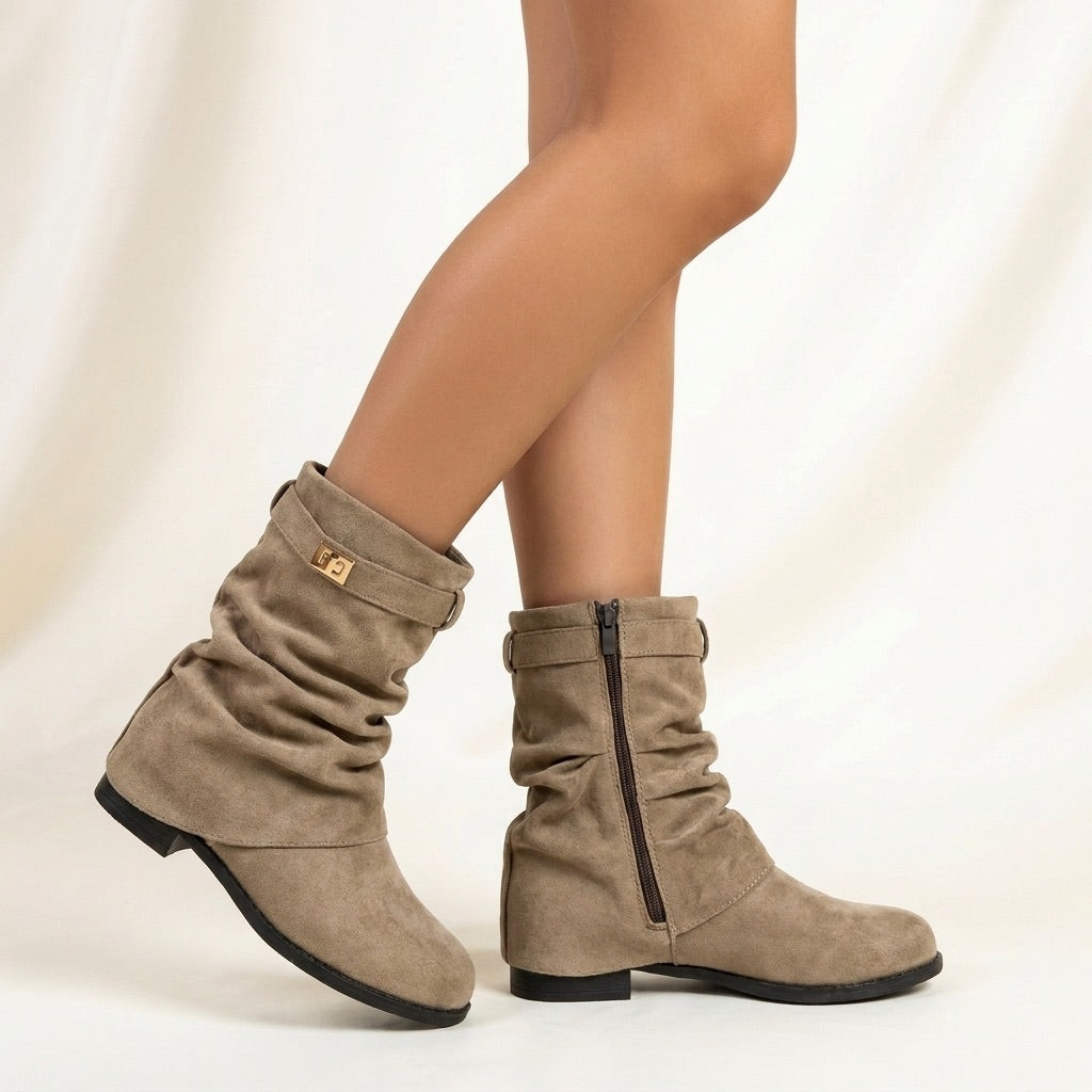 Cecilia Slouchy Suede Boots - Black