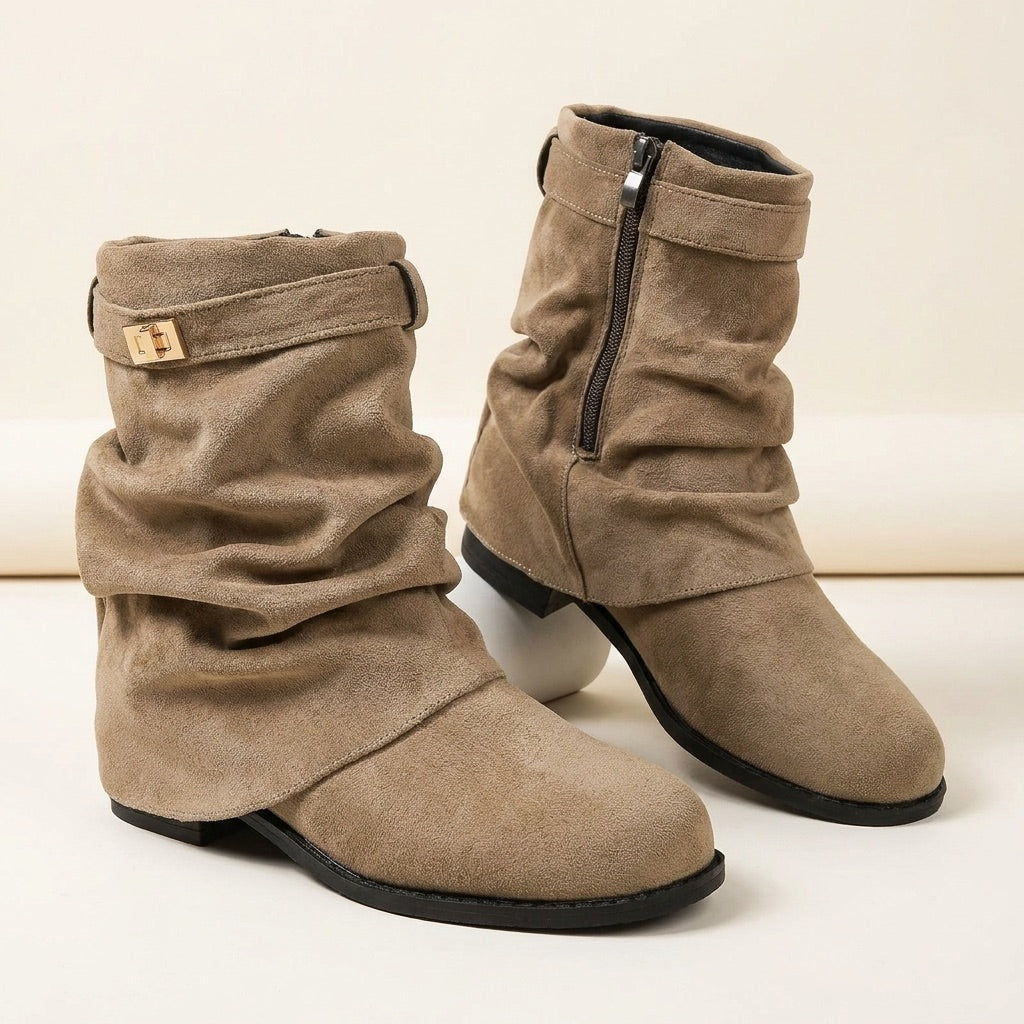 Cecilia Slouchy Suede Boots - Black