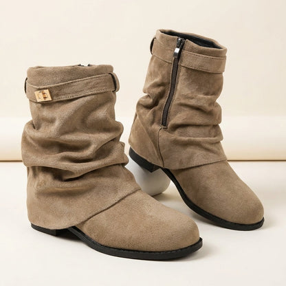 Cecilia Slouchy Suede Boots - Black