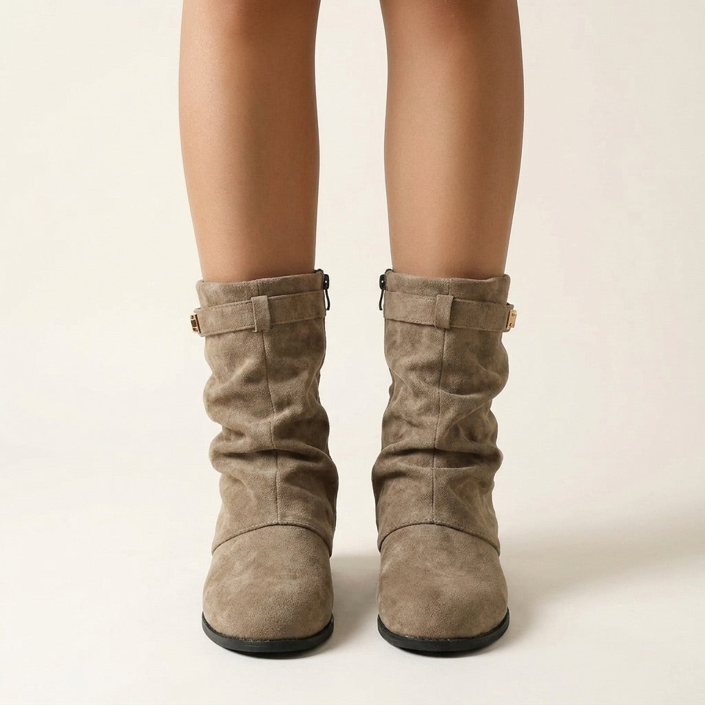 Cecilia Slouchy Suede Boots - Black