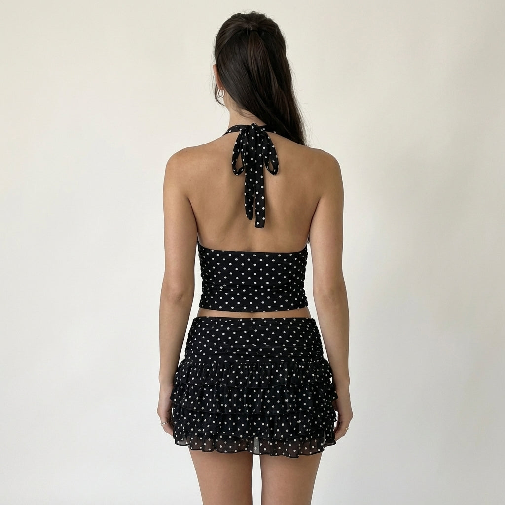 Cara's Polka Dot Halter Top and Skirt Set