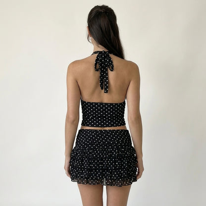 Cara's Polka Dot Halter Top and Skirt Set