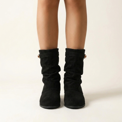 Cecilia Slouchy Suede Boots - Black