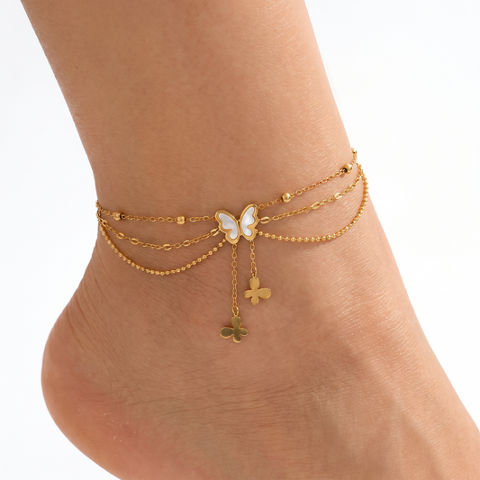 Butterfly Layred Charm Anklet