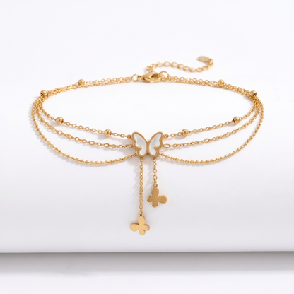 Butterfly Layred Charm Anklet