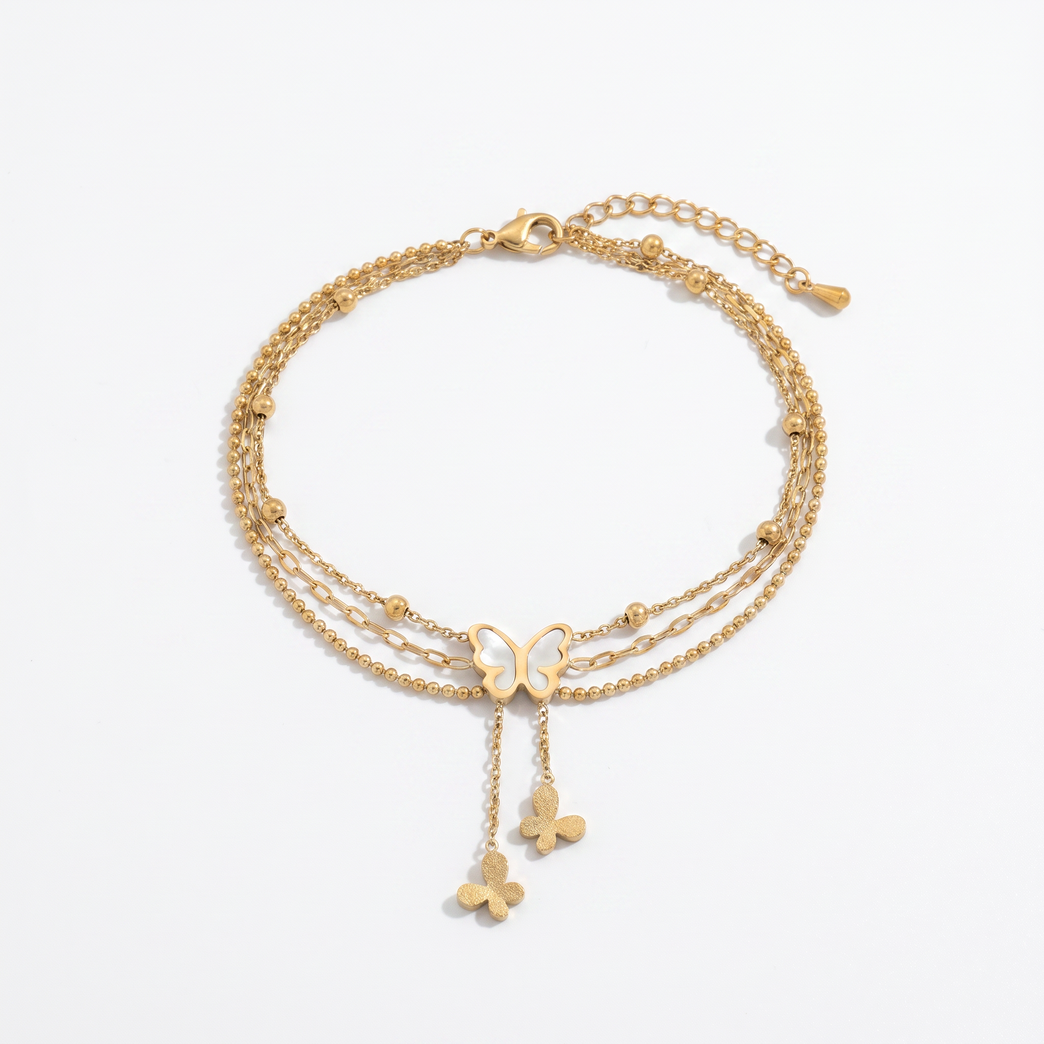 Butterfly Layred Charm Anklet