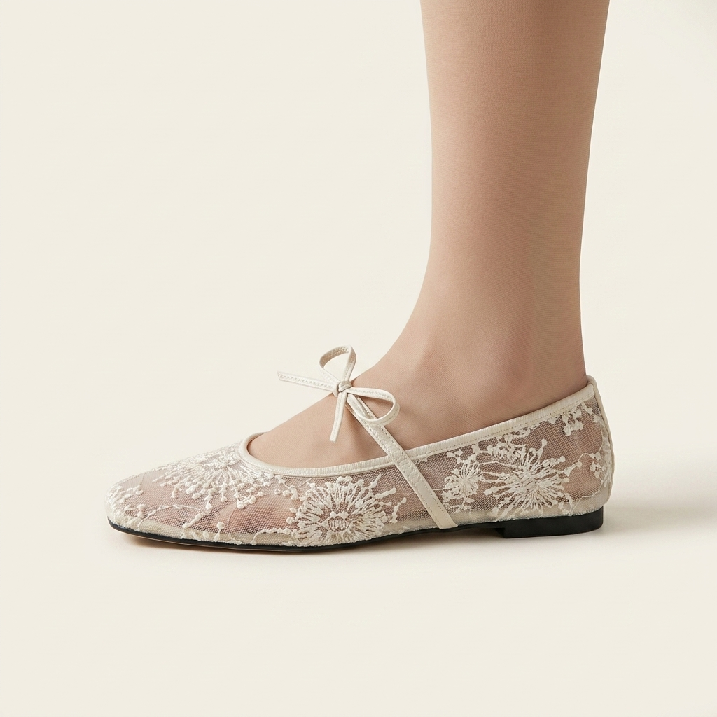 Blossom Lace Ballet Flat - Black