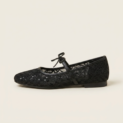 Blossom Lace Ballet Flat - Black
