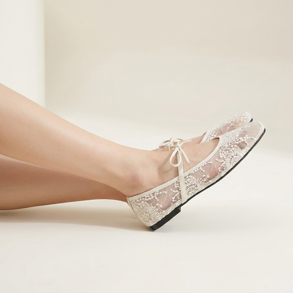 Blossom Lace Ballet Flat - Black