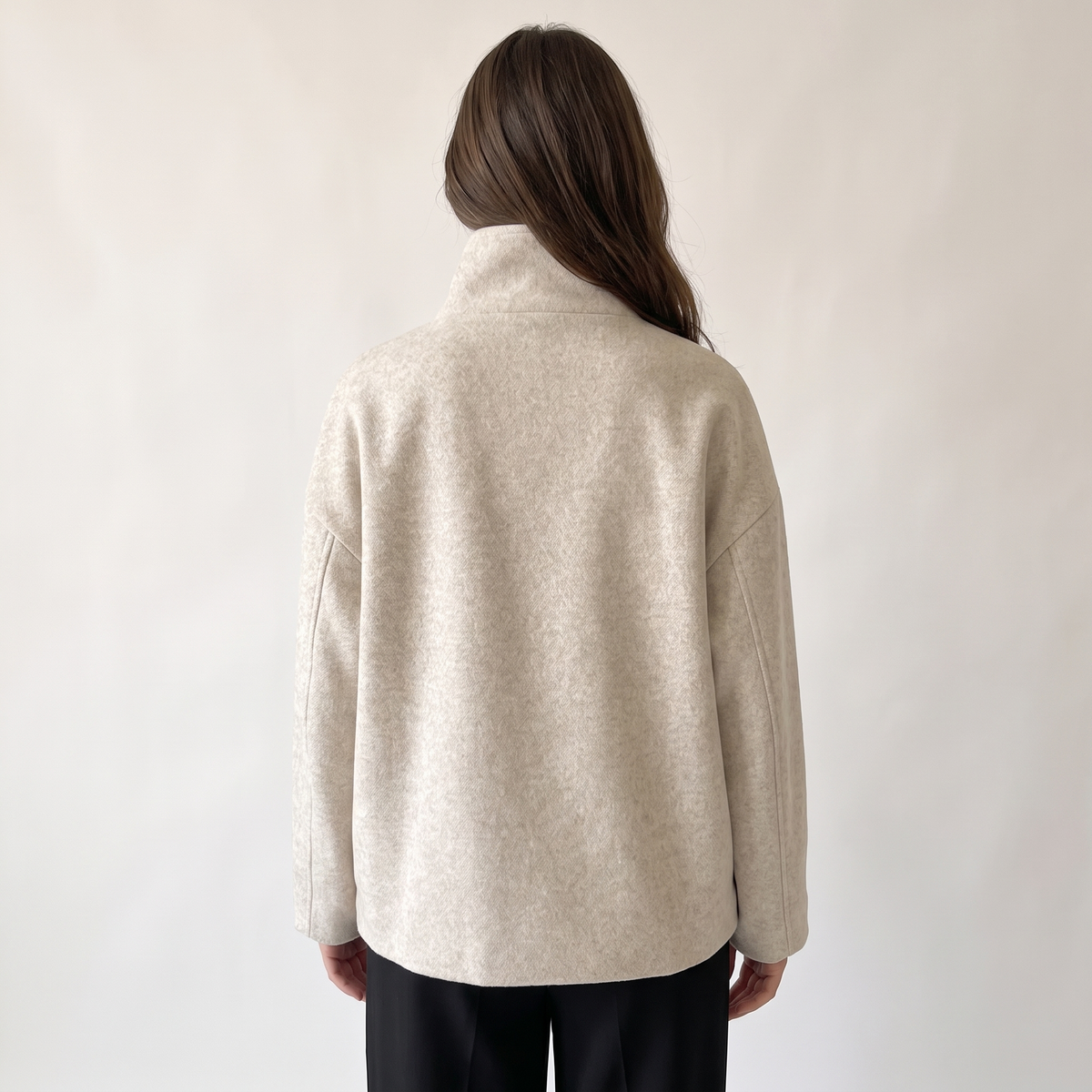 Aria High Collar Double Breasted Peacoat - Beige